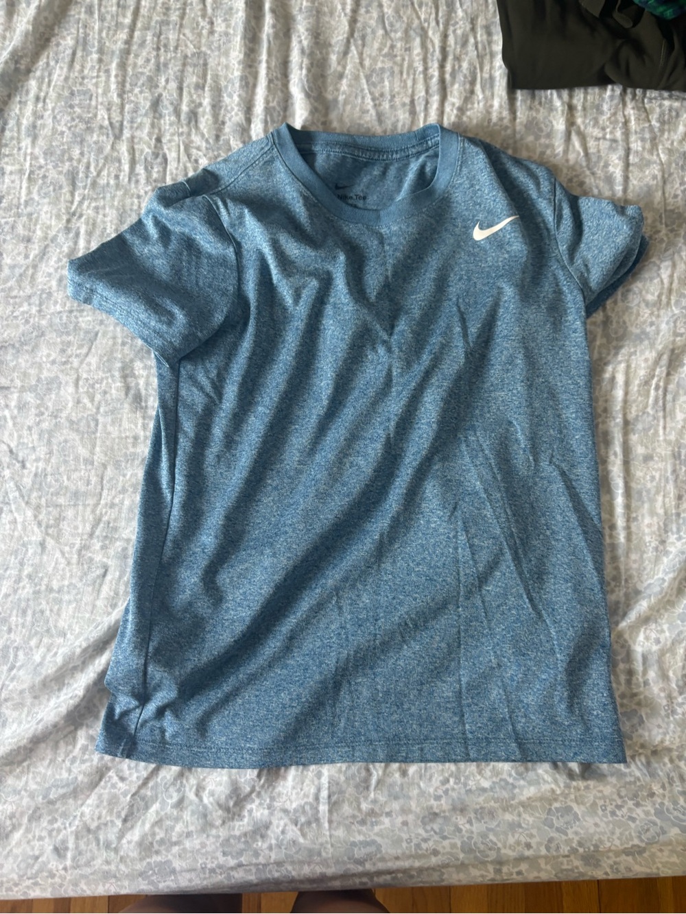 Nike Heathered Blue Performance Tee with White Swoosh